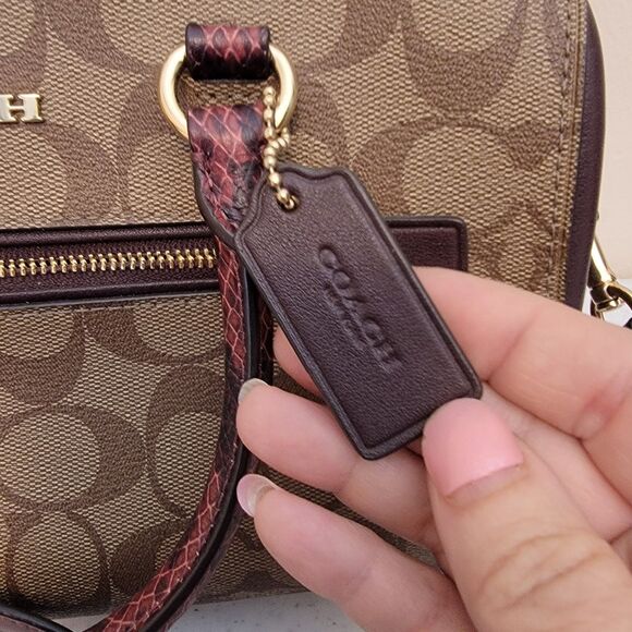 Coach Rowan PVC Leather & Snakeskin Trim Satchel Bag Purse H1981-F89005 - Picture 8 of 14